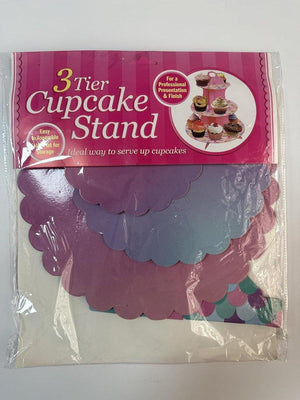 3 Szintes Karton Cupcake Állvány, Esküvői, Születésnapi és Babaváró tortaállvány, Tengeri Hableány Színben - Outlet24