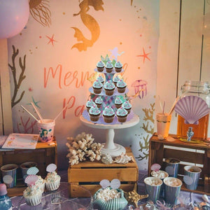 3 Szintes Karton Cupcake Állvány, Esküvői, Születésnapi és Babaváró tortaállvány, Tengeri Hableány Színben - Outlet24