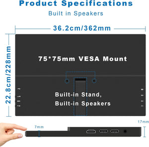 Pisichen 15,6" FHD érintőképernyős hordozható monitor HDMI/USB-C - PC, telefon, konzol - Image 7
