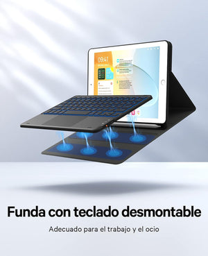 Earto iPad billentyűzet 7 színű háttérvilágítással, 10.2" iPad 9/8/7 generációhoz, fekete - Image 6