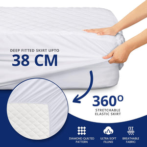 Utopia Bedding Fehér Steppelt Matracvédő 90x190 cm - Mély Zsebes, 38 cm-ig Nyújtható - Image 3