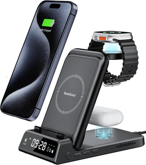 3 az 1-ben indukciós töltőállomás iPhone 15, Apple Watch és AirPods készülékekhez - Image 1