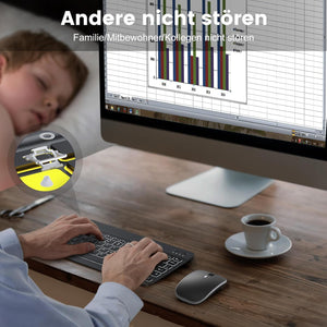 TECURS vezeték nélküli QWERTZ billentyűzet és egér szett iPadhez, 7 színű háttérvilágítással, fekete - Image 4