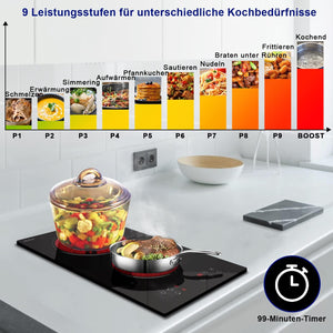 Hobsir 30cm-es Beépíthető Üvegkerámia Főzőlap, 2 Zónás, 3200W, Érintővezérléssel - Image 6