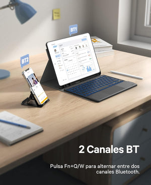 Earto iPad billentyűzet 7 színű háttérvilágítással, 10.2" iPad 9/8/7 generációhoz, fekete - Image 5