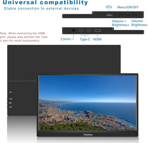 Pisichen 15,6" FHD érintőképernyős hordozható monitor HDMI/USB-C - PC, telefon, konzol - Image 6