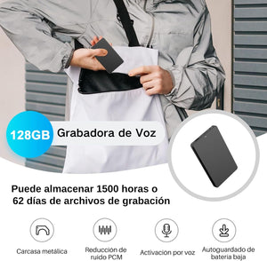 Vivaniir 128GB-os Digitális Diktafon - 350 Óra Felvétel, 1500 Óra Tárolás, Egyérintéses Rögzítés - Image 2
