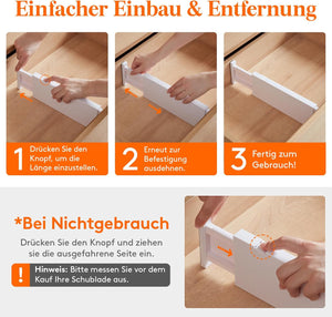 Lifewit 12 db-os állítható műanyag fiókrendező szett, 28-44,5 cm - Image 7