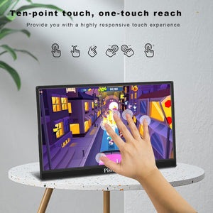 Pisichen 15,6" FHD érintőképernyős hordozható monitor HDMI/USB-C - PC, telefon, konzol - Image 3