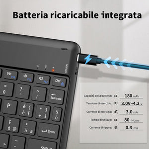 EasyAcc Bluetooth billentyűzet Windows/Android/iOS-hez, olasz kiosztás, 80cm USB-C kábel, fekete - Image 6