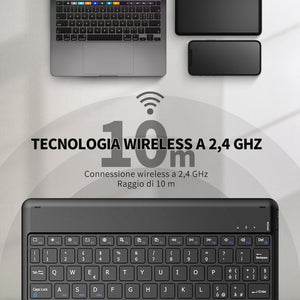 EasyAcc Bluetooth billentyűzet Windows/Android/iOS-hez, olasz kiosztás, 80cm USB-C kábel, fekete - Image 5