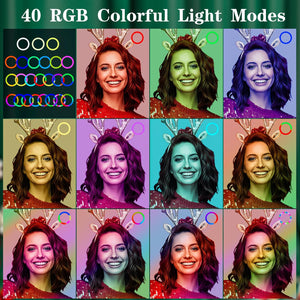 FGRYB 10" RGB LED Gyűrűfény Állvánnyal és Telefontartóval - Szelfi Lámpa - Image 2