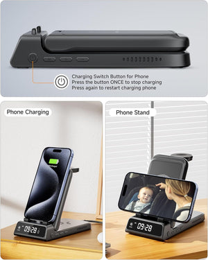 3 az 1-ben indukciós töltőállomás iPhone 15, Apple Watch és AirPods készülékekhez - Image 5