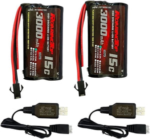 RoaringTop 7,4V 3000mAh Li-ion akkumulátor RC autókhoz és hajókhoz, 2 USB töltővel - Image 1