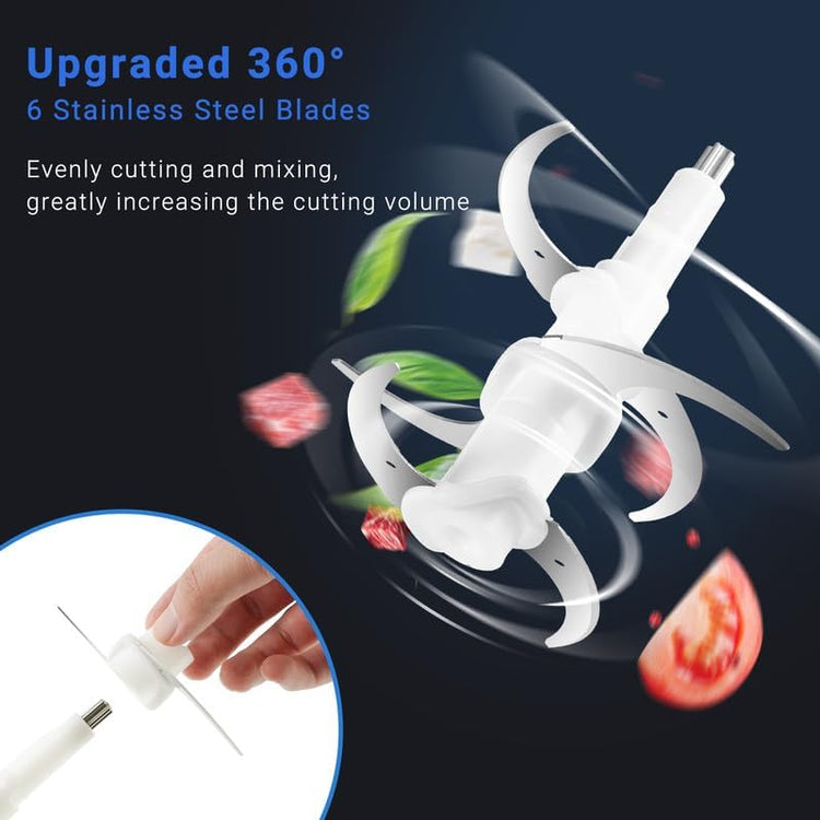 AMZCHEF 500W-os elektromos aprító 3L-es inox tállal, 2 sebességgel, húsdarálásra és bébiételhez - Image 4