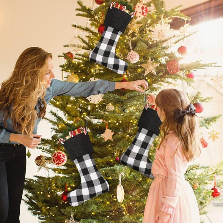 6 darab Cootato Karácsonyi Zokni, 46 cm-es Buffalo Plaid Karácsonyi - Outlet24
