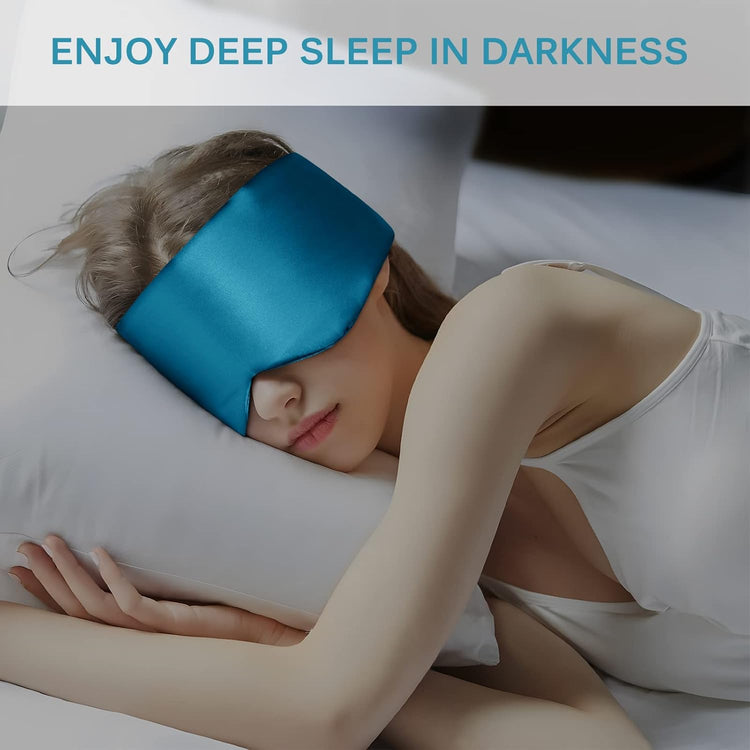 OLESILK Pávatoll-kék Selyem Natural Alvómaszk Állítható Pánttal - Férfiaknak és Nőknek - Image 9
