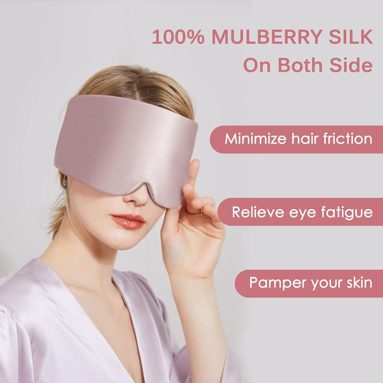 OLESILK Rózsaszín Selyem  Natural Alvómaszk Állítható Pánttal - Luxus Szemtakaró Utazáshoz - Image 4