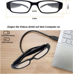 Full HD Szemüveg Mini Kamera - Hordozható Rejtett Megfigyelő Kamera Hang- és Videofelvétellel - Image 5