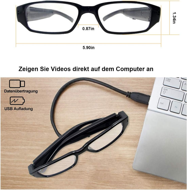 Full HD Szemüveg Mini Kamera - Hordozható Rejtett Megfigyelő Kamera Hang- és Videofelvétellel - Image 5