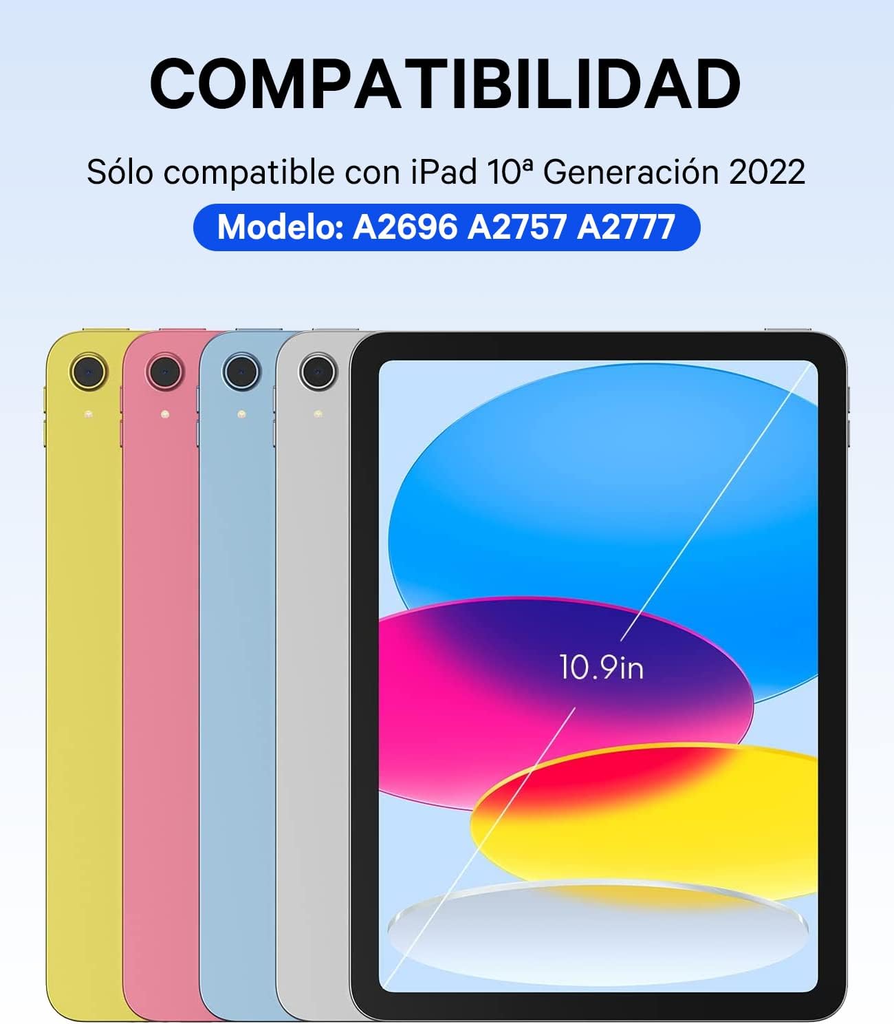 iPad 10. generációs Earto vezeték nélküli billentyűzet érintőpaddal, 10,9", fekete - Image 2