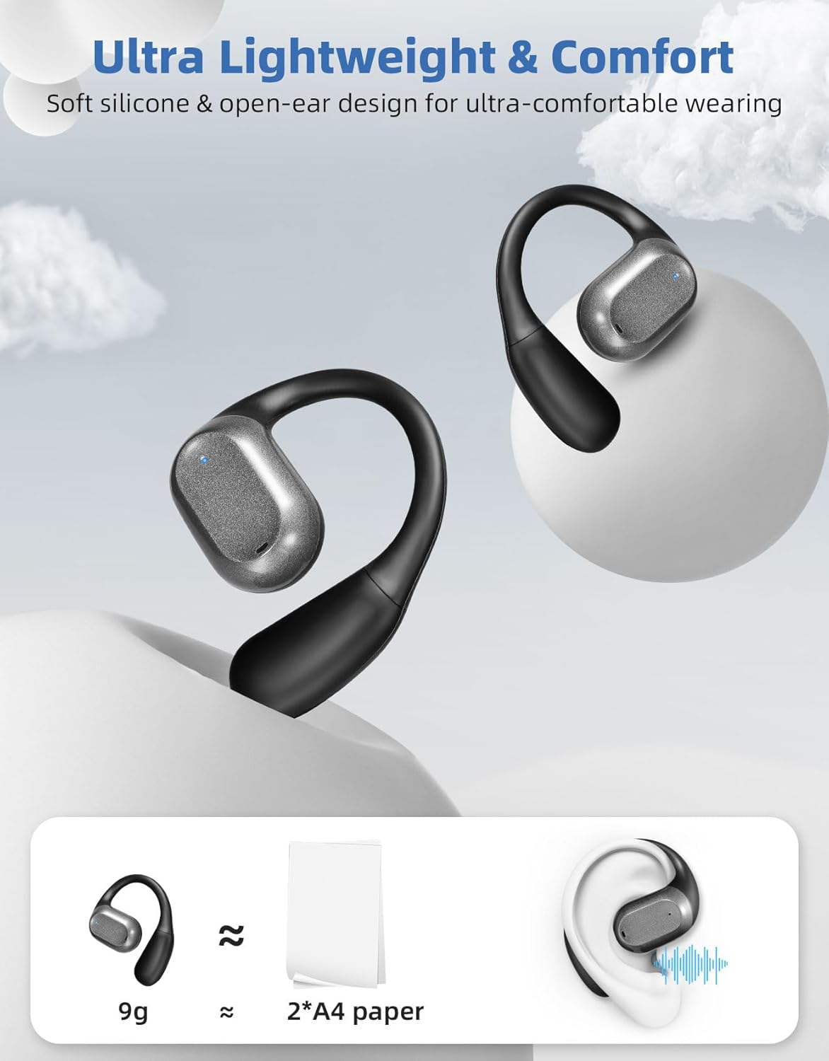 Vízálló ZRUHIG Bluetooth fülhallgató digitális kijelzős tokkal, sportoláshoz - Image 2