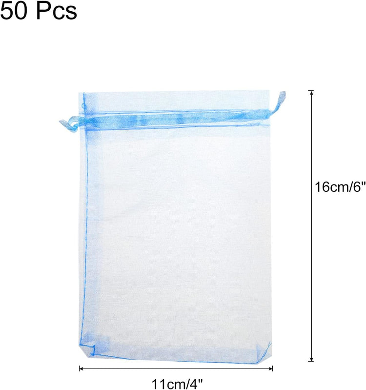Organza ajándéktasak, 50db, égkék, 11x16cm, esküvőre, partira - Image 2