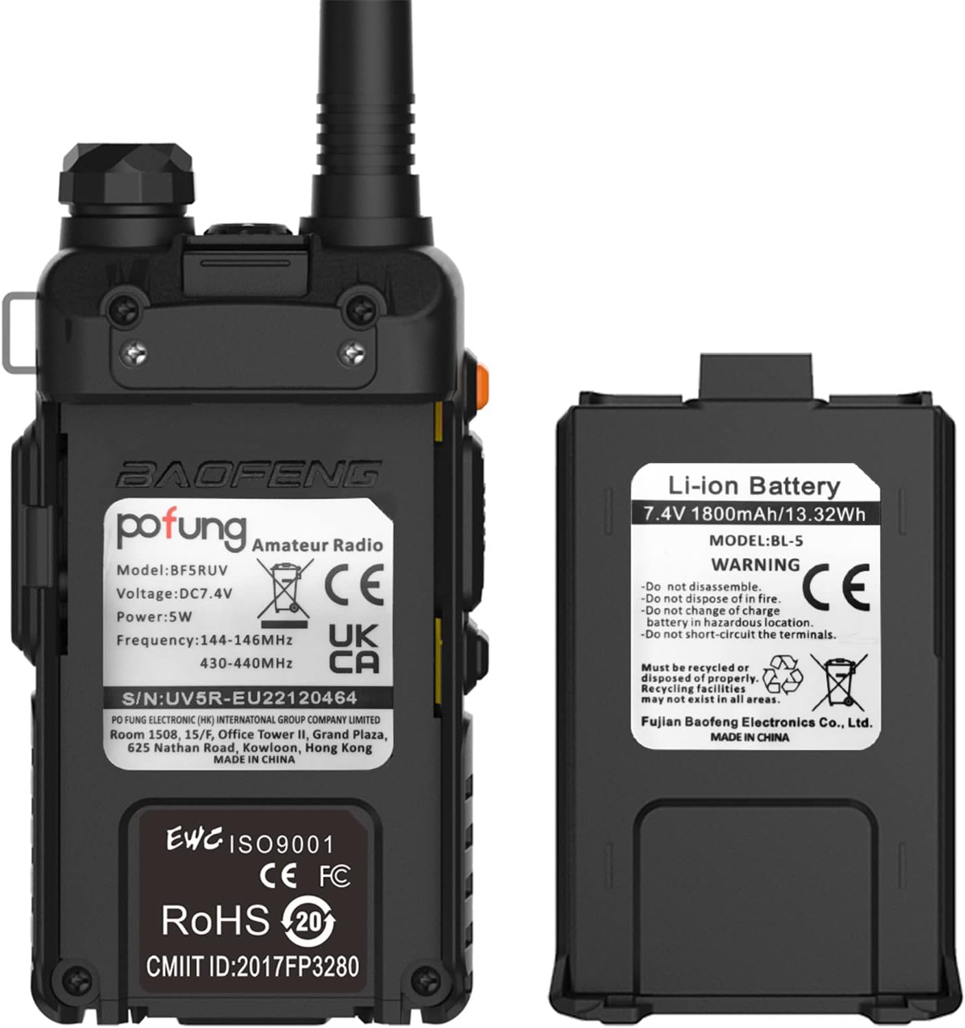 Pofung BF5RUV Kétsávos Walkie-Talkie VHF/UHF Amatőr Rádió USB Töltővel és Programozókábellel - Image 2