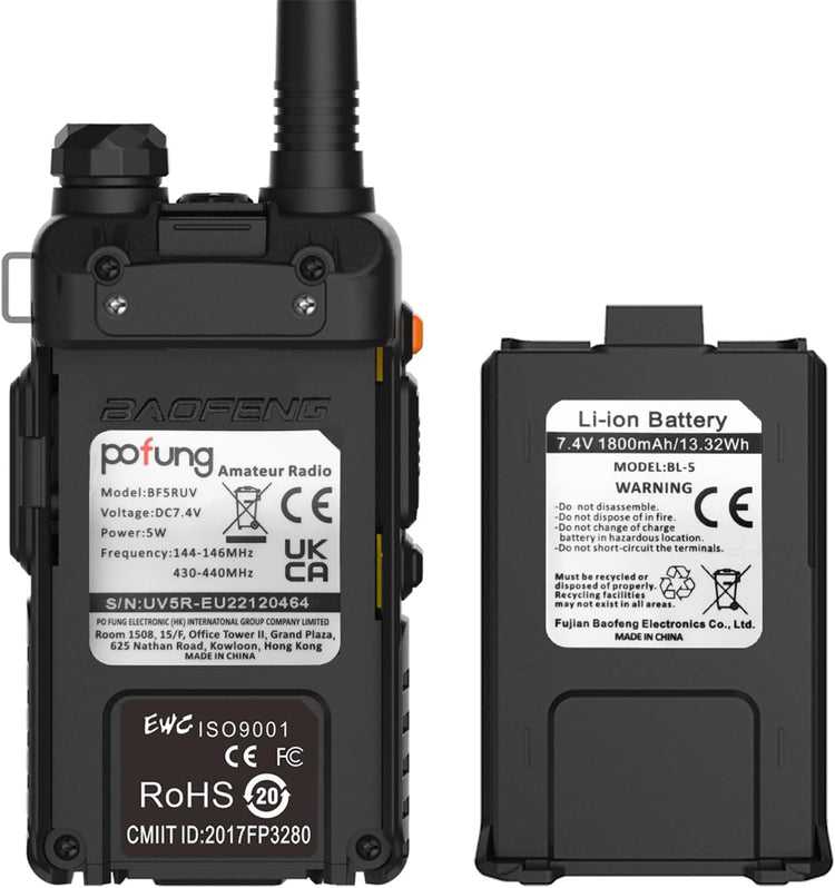 Pofung BF5RUV Kétsávos Walkie-Talkie VHF/UHF Amatőr Rádió USB Töltővel és Programozókábellel - Image 2