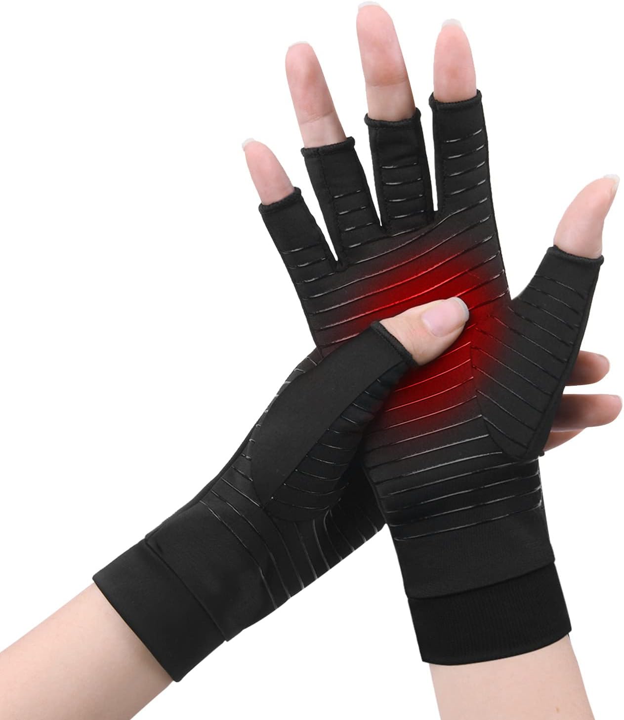 ACWOO Réz Kompressziós Kesztyű Arthritisre, Reumára - Ujjatlan, S-es Méret - Image 1