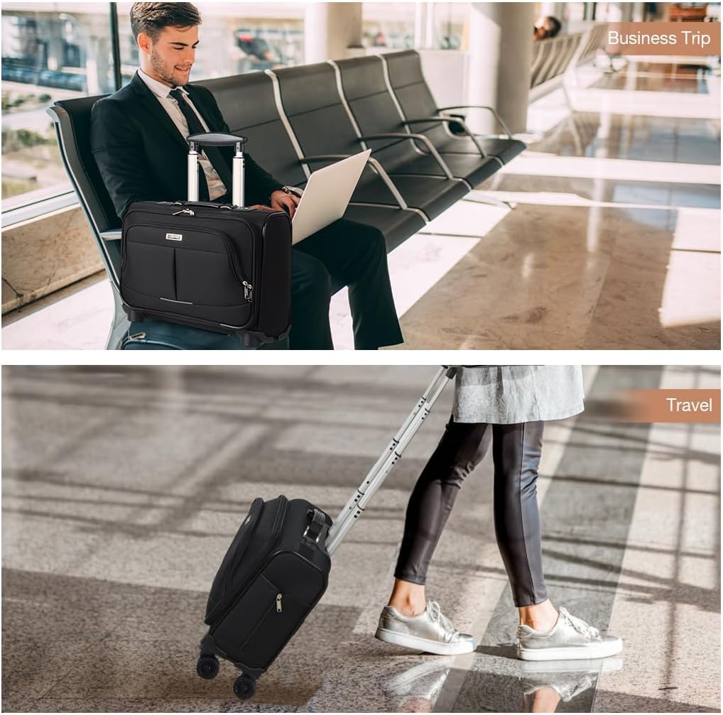 Lekespring 15,6" Üzleti Gurulós Laptoptáska TSA Zárral - Vízálló, Fekete - Image 6