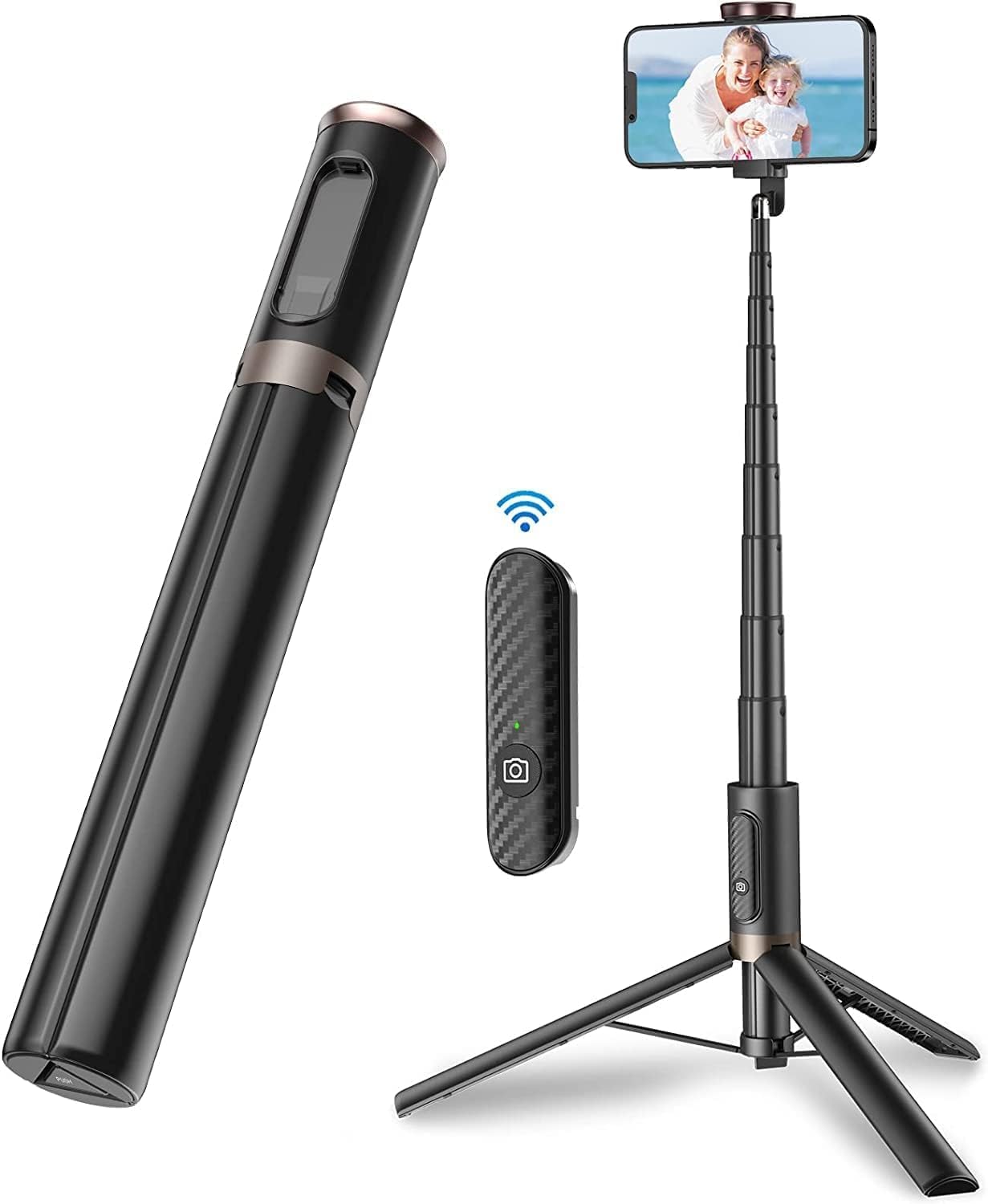TONEOF 152cm-es Forgatható Szelfibot Állvány iPhone és Android Telefonokhoz - Fekete - Image 1