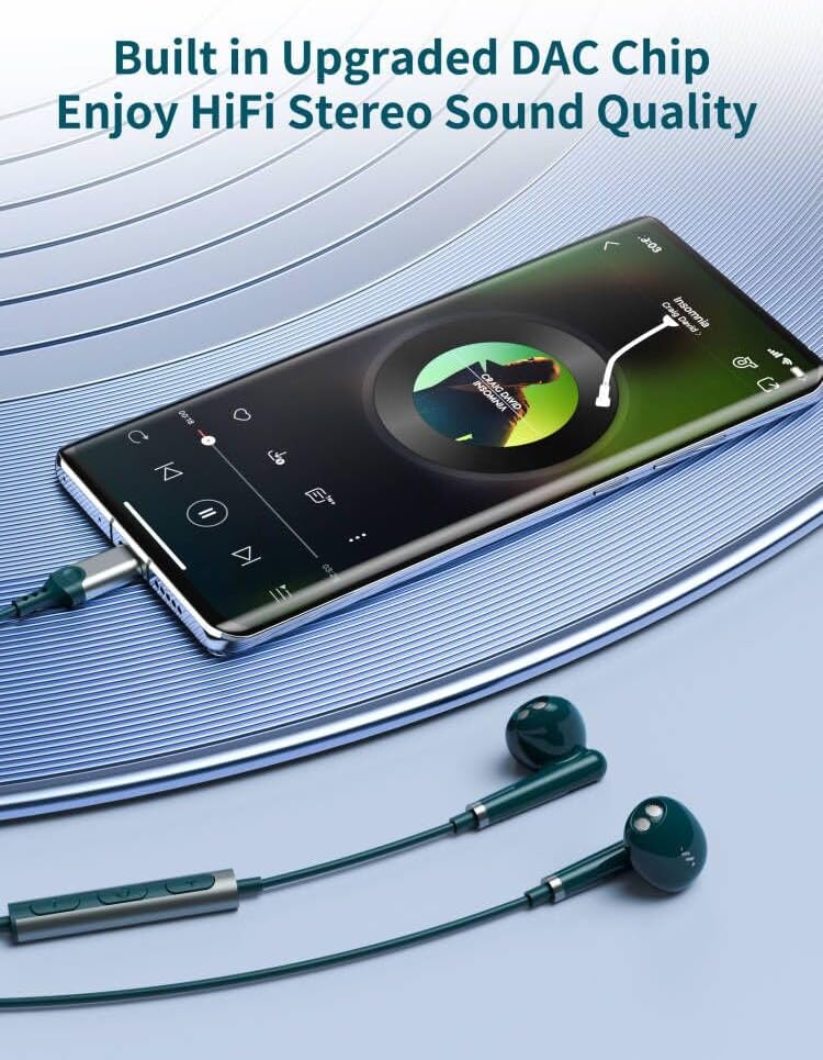 USB-C fülhallgató mikrofonnal iPhone, Samsung, Xiaomi és más okostelefonokhoz - HiFi sztereó - Image 5
