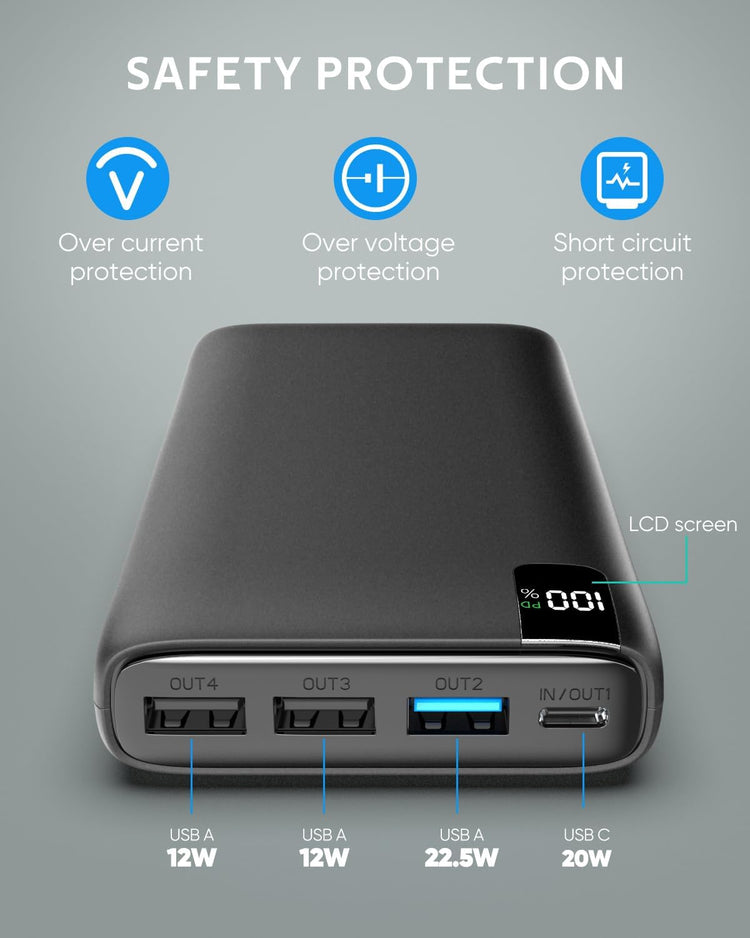 ADDTOP 26800mAh gyorstöltős powerbank LCD kijelzővel, 4 kimenettel - Image 7