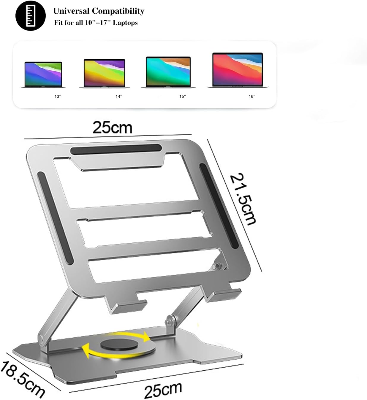 MacBook és laptop állvány 360°-ban forgatható, állítható magasságú, 17"-ig - Image 2