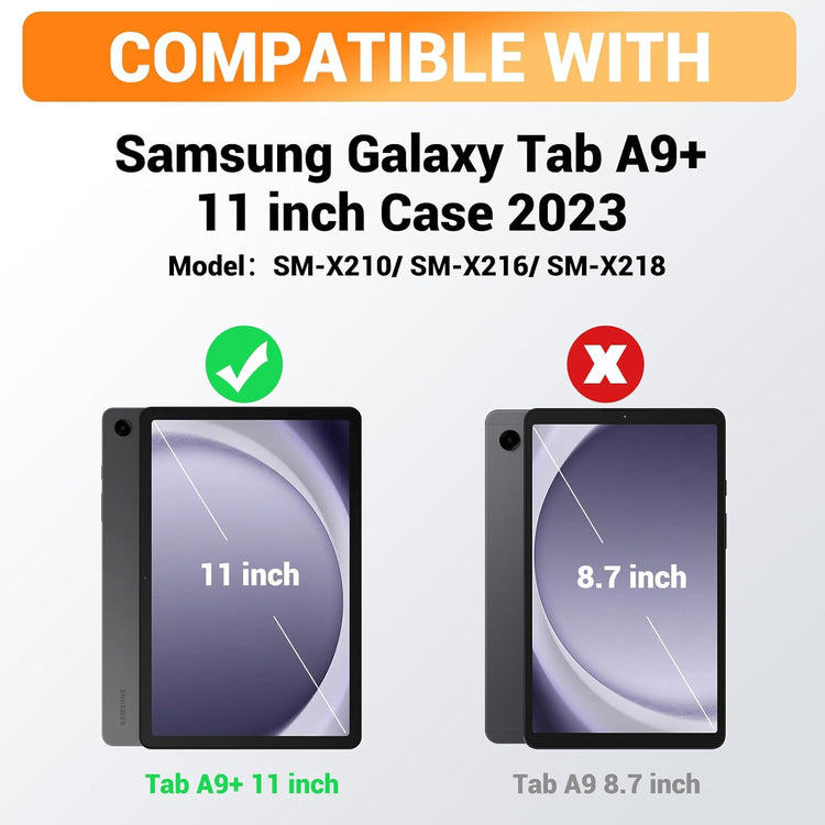 Samsung Galaxy Tab A9 Plus 11" 360°-os forgatható tok, ütésálló védelem, állvánnyal, fekete/piros - Image 8