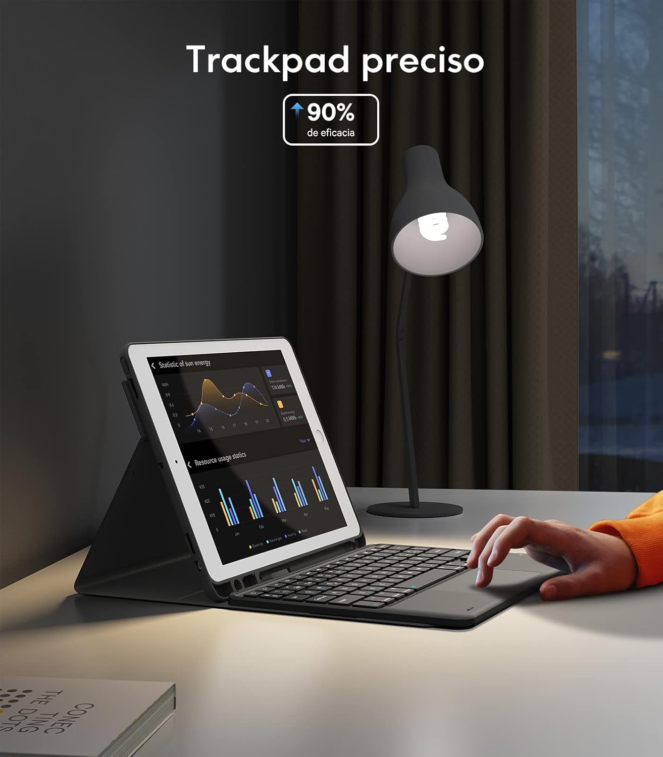 iPad 9. generációs billentyűzet tok érintőpaddal, Earto BT spanyol - Image 3