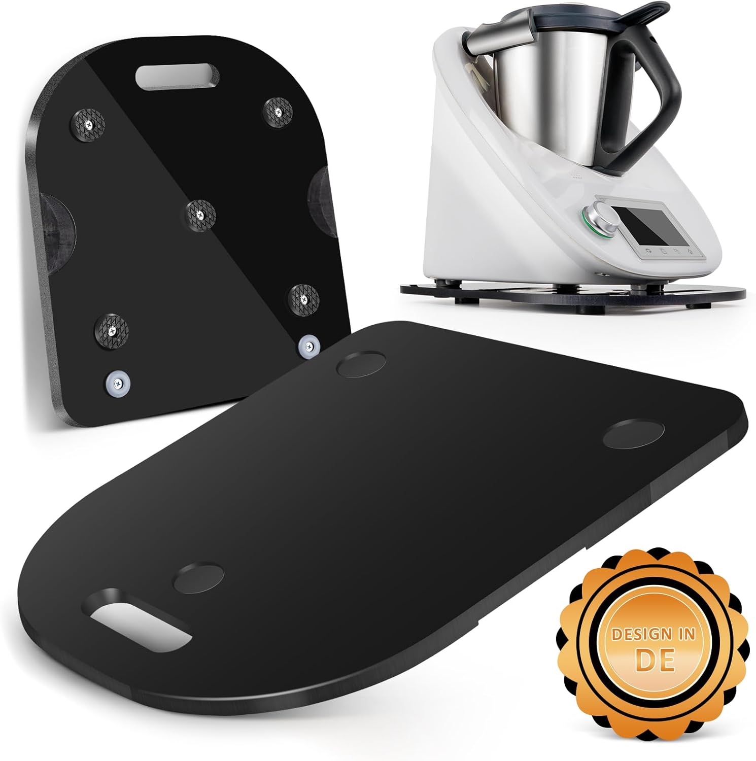 Thermomix TM6 és TM5 csúsztatólap - Fekete akril, fogantyús, mérlegkímélő - Image 1