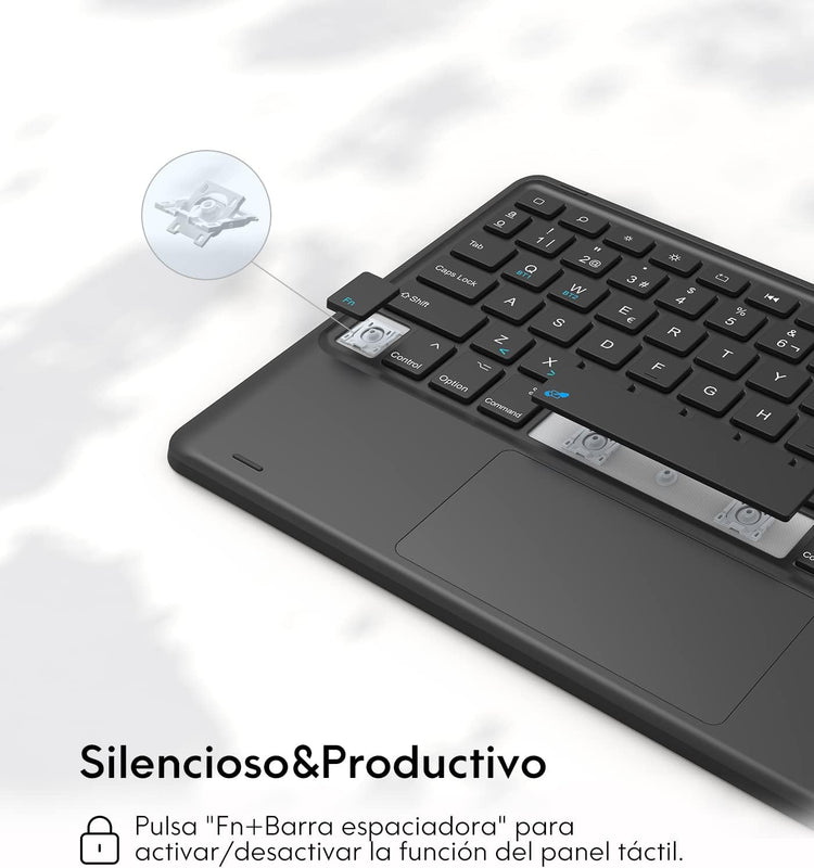 iPad 9. generációs billentyűzet tok érintőpaddal, Earto BT spanyol - Image 5