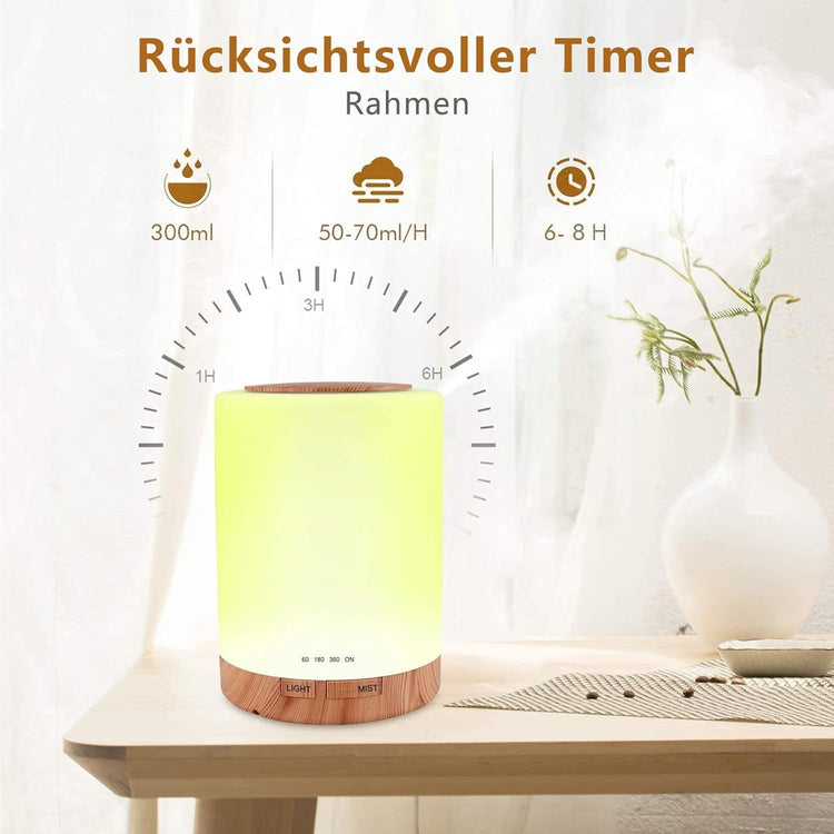 Aroma Diffúzor 300ml - Ultrahangos Párásító 7 LED Színnel, Automatikus Kikapcsolással - Image 3