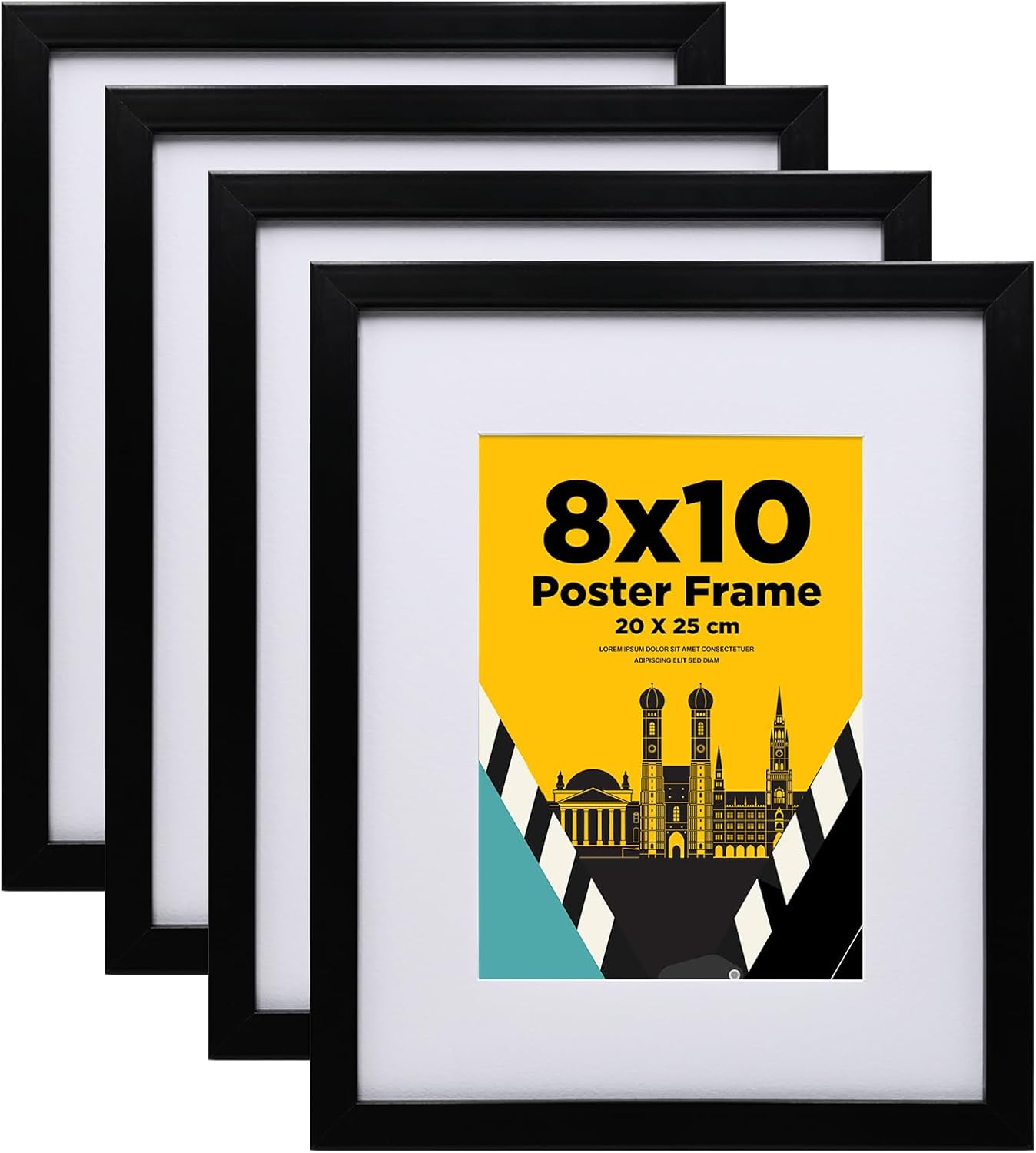Egofine 4 db-os fekete képkeret szett, 20x25 cm, üvegezett, 13x18 cm-es képekhez - Image 1