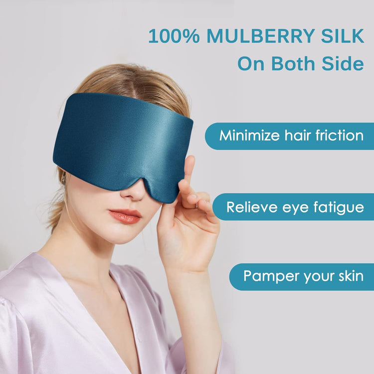 OLESILK Pávatoll-kék Selyem Natural Alvómaszk Állítható Pánttal - Férfiaknak és Nőknek - Image 5