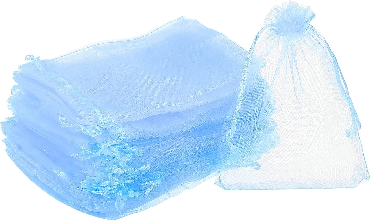 Organza ajándéktasak, 50db, égkék, 11x16cm, esküvőre, partira - Image 1