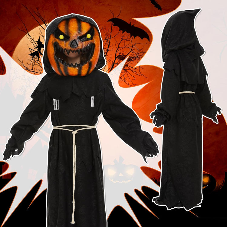 Tökfej jelmez gyerekeknek - Halloween töklámpás kosztüm maszk (L méret) - Image 5