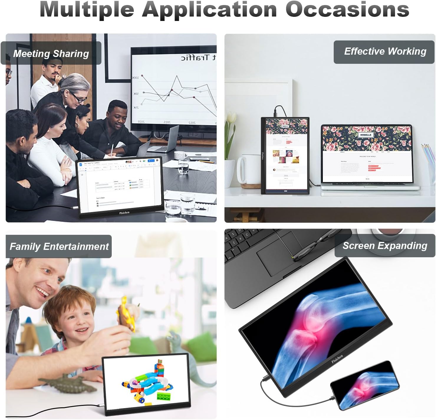Pisichen 15,6" FHD érintőképernyős hordozható monitor HDMI/USB-C - PC, telefon, konzol - Image 4