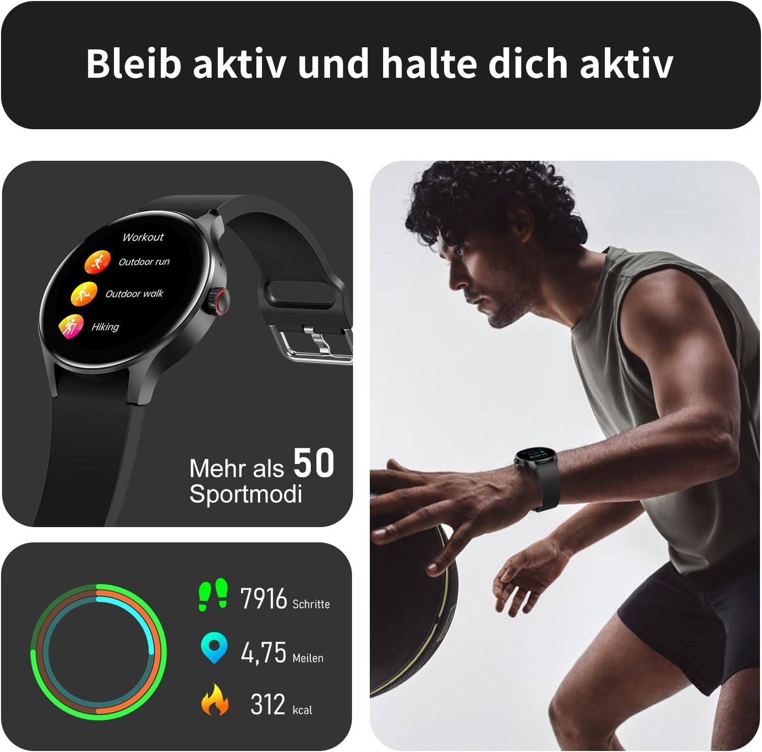 BingoFit AMOLED okosóra telefonos funkcióval, pulzusmérővel és 50+ sportmóddal - Image 3