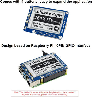 IBest 2,7" E-Ink Kijelző Modul Raspberry Pi-hez - 264x176 Felbontás, Kétszínű, SPI - Image 4
