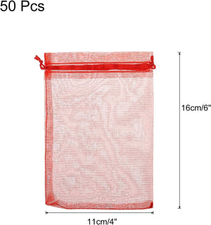 Piros organza ajándéktasak 50db - Esküvői, karácsonyi ékszertartó 11x16cm - Image 2