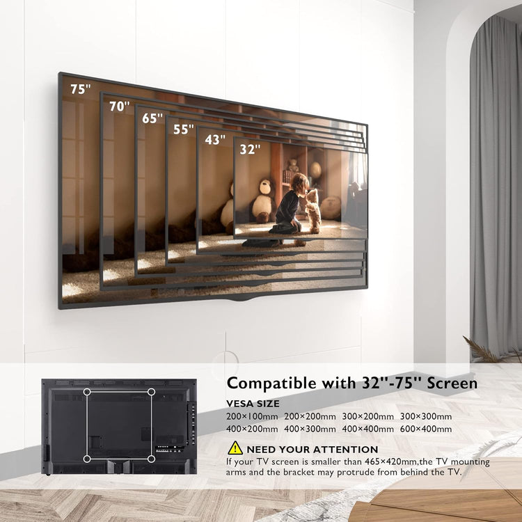 BONTEC extra hosszú, 104 cm-es TV fali tartó, 32-75" képernyőkhöz, 60 kg-ig - Image 5