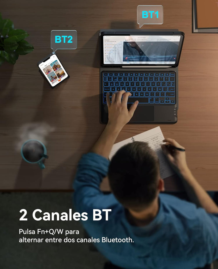 Earto iPad billentyűzet érintőpaddal, 7 színű háttérvilágítás, 11" Air/Pro modellekhez - Image 4